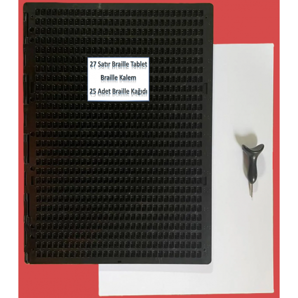 Брайль Yazı Seti -12 (27 Satır Tablet-Kalem-25 Adet Kağıt)