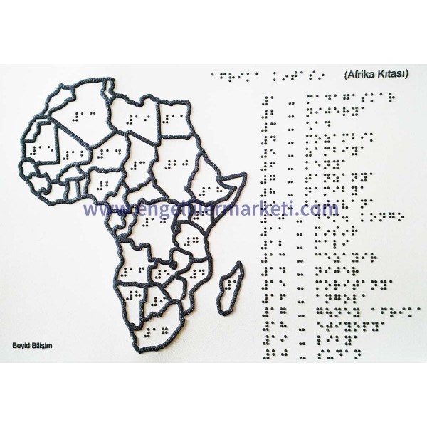 рельефный / Брайль Afrika Kıtası картаsı