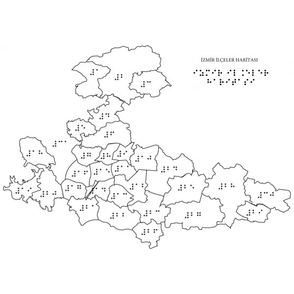 рельефный / Брайль İzmir İli İlçeler картаsı